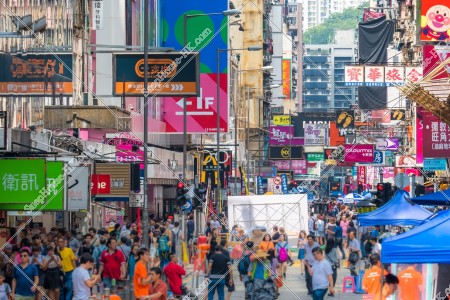 Street view of Sai Yeung Choi Street with people, Mong Kok, No.7