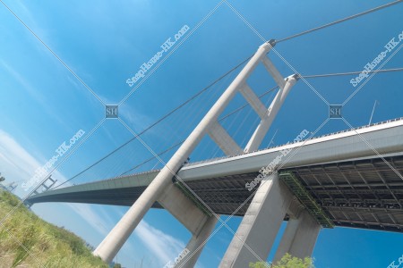 Tsing Ma Bridge with blue sky, No.1