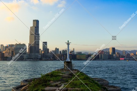 The lighthouse of Causeway Bay and the View on the east side of Tsim Sha Tsui [Landscape]