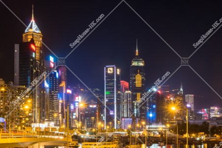 Night view of high-rise buildings from Wan Chai to Causeway Bay