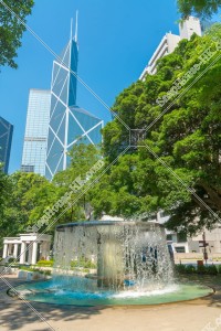 Fountain of Hong Kong Park and the Bank of China Building
