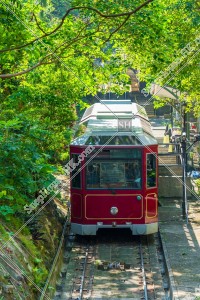 The Peak Tram  passing through MacDonnell Road Station [Portrait]