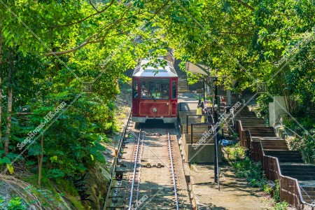 The Peak Tram  passing through MacDonnell Road Station [Landscape]
