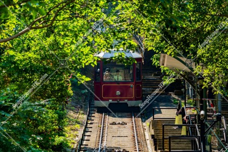 Peak Tram passing through the MacDonnell Road Station [Landscape] 
