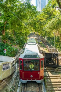 Peak Tram passing through the MacDonnell Road Station [Portrait] ③
