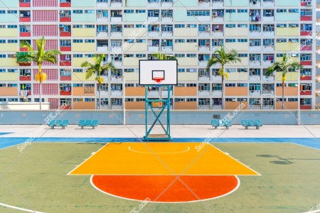 Choi Hung Estate and basketball court [Landscape] [Close-up photograph]
