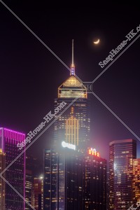 Crescent moon in Central Plzza at Wan Chai [Portrait]
