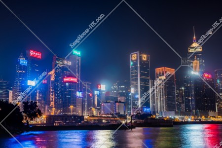 Night view of the buildings group at Wan Chai area