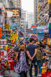 Woman street (Tung Choi Street)  in Mong Kok and peoples walking in the Street