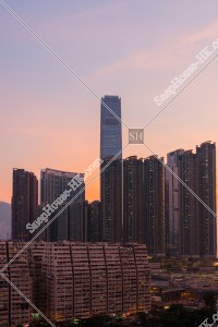 Evening View of the group of buildings from Kowloon West (Taken from the Northeast)