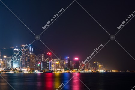 Night view from Central to the high-rise buildings of Sheung Wan