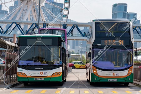 Normal First bus, and double decked bus