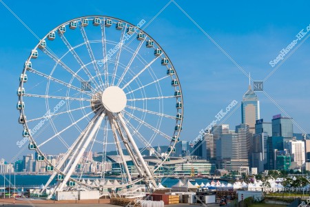 Hong Kong Observation Wheel and the high-rise buildings of Wan Chai  [Close-up photograph]⑥
