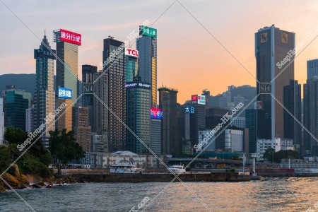 Sunset view of Buildings at Wan Chai