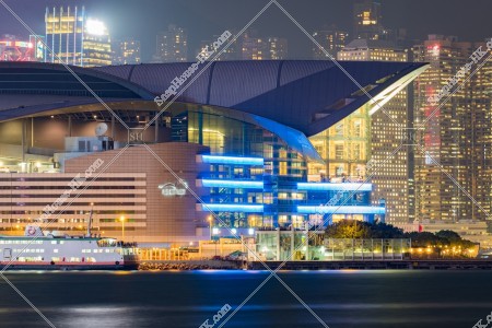 Hong Kong Convention and Exhibition Centre at night