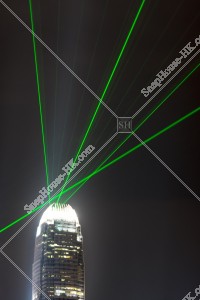 Symphony of Lights ifc 2 laser show, three lasers [cloudy] [Close-up photograph]