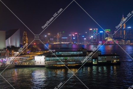 Night View of Tsim Sha Tsui Ferry Pier with Wan Chai