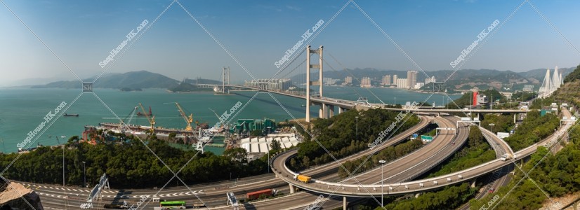 Panoramatic view of Tsing Ma Bridge, No.1