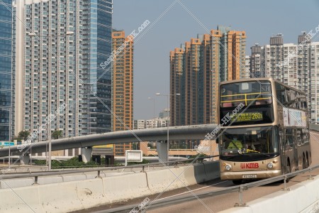 Bus traveling over elevated