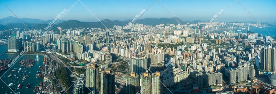 Panorama view from Kowloon North west to North east at noon