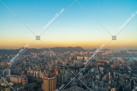 The view of north side of Kowloon in the evening