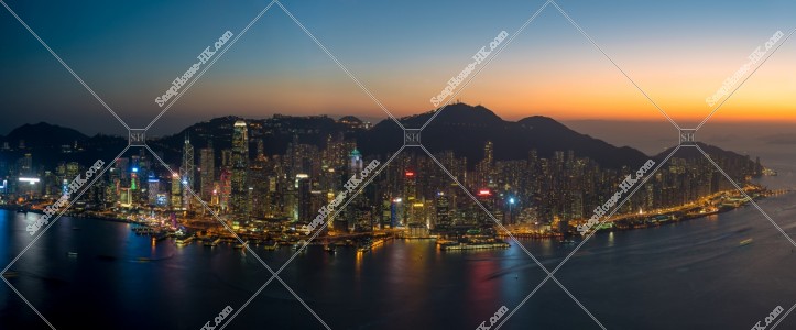 View of Hong Kong Island after sunset