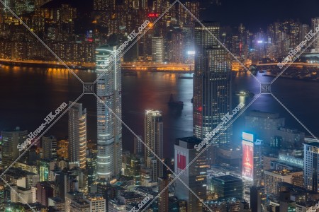 Night view of the high-rise building in Tsim Sha Tsui