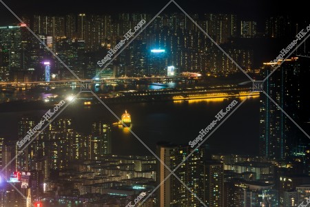 Night view of Kai Tak Cruise Terminal and nearby