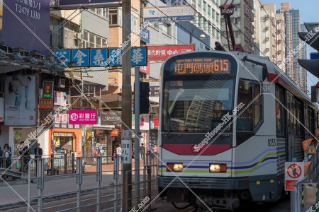 Light Rail traveling through Yuen Long, No.1