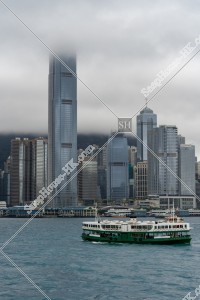 International Finance(ifc) Centre and the Star Ferry on a cloudy day