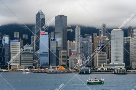 View of the Financial high-rise buildings at Central on a cloudy day [Landscape] No.1