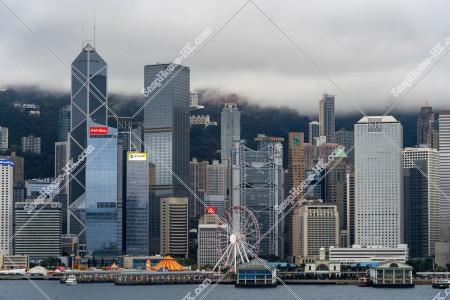 View of the Financial high-rise buildings at Central  on a cloudy day [Landscape], No.2