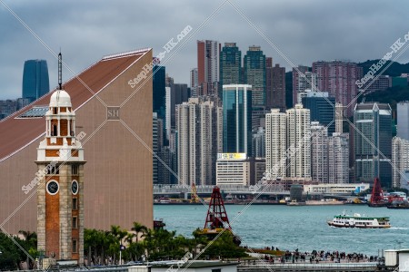 Hong Kong Clock Tower and the high-rise buildings in North Point