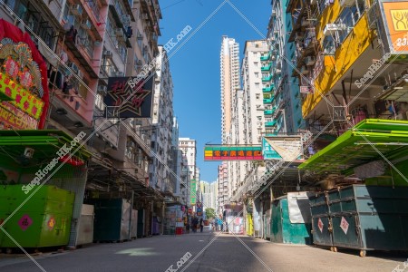 View of Fuk Wa St, Sham Shui Po on the morning [Low-angle shot] No.2