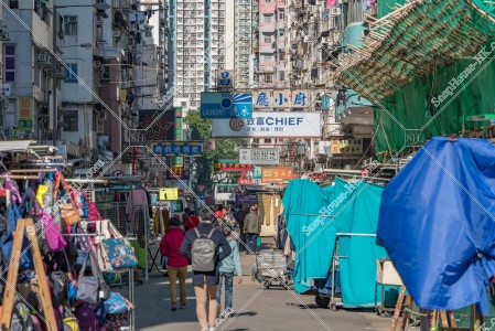 View of the peoples walking at Fuk Wa Street, Sham Shui Po