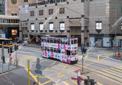 Hong Kong Tramway driving to Central
