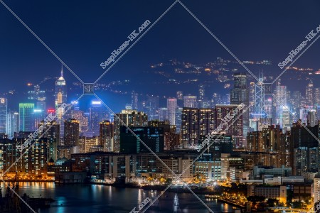 Night view of buildings of Hung Hom and Wai Chai to Central
