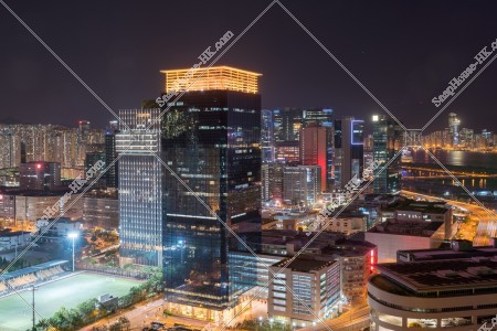 Night view of Commercial buildings at Kowloon Bay No.3