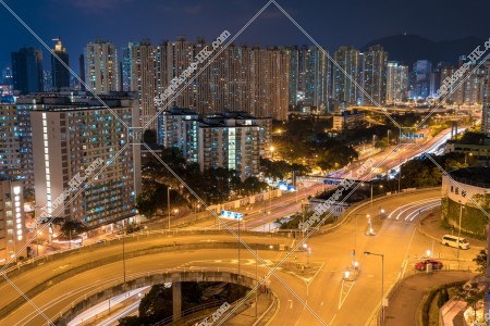 Night view of the mansions of Kowloon Bay