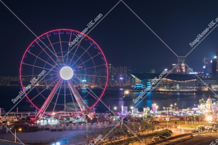 The Hong Kong Observation Wheel at night