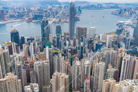 View of Central high-rise building from The Peak, No.4