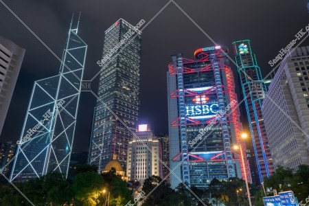 Night View, Group of buildings in the central business districts, No.1