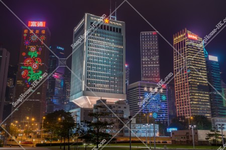 Chines new year night view, Group of buildings in the central business districts, Admiralty, No.3