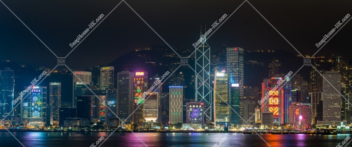 Chines new year panoramatic night view, Group of buildings in the central business districts, No.2