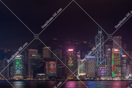 Chines new year night view, Group of buildings in the central business districts, Central, No.1