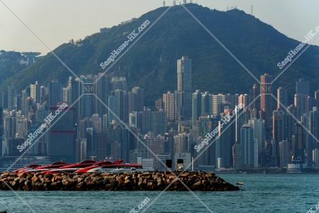 Sheung Wan buildings with Turbo Jet