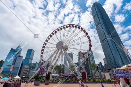 The Hong Kong Observation Wheel and high-rise buildings, Central