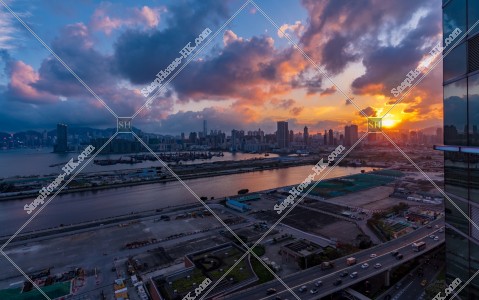 Evening scene of Kowloon and Hong Kong Island from Kowloon Bay, No.2