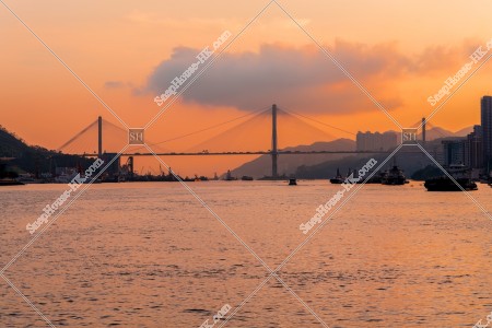 Evening scene of Ting Kau Bridge, No.1