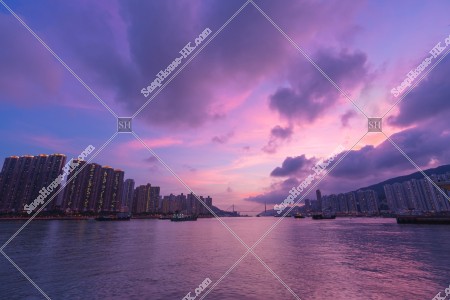 Evening scene of Tsuen Wan West, Tsing Yi and Ting Kau Bridge, No.2